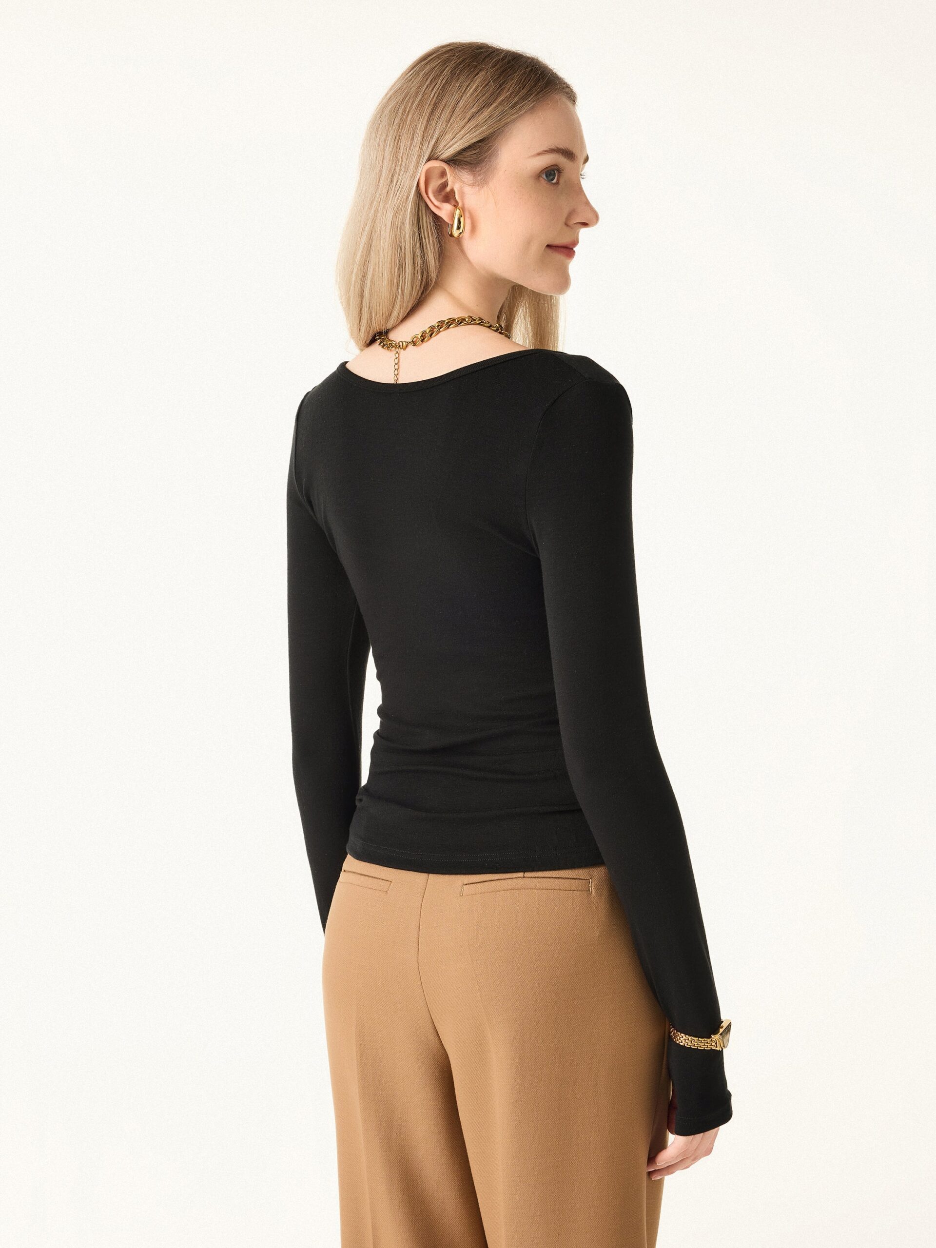 3-teiliges Set Essential Lyocell-Kaschmir-Multifunktions-Langarmoberteil mit Daumenlöchern - Image 18