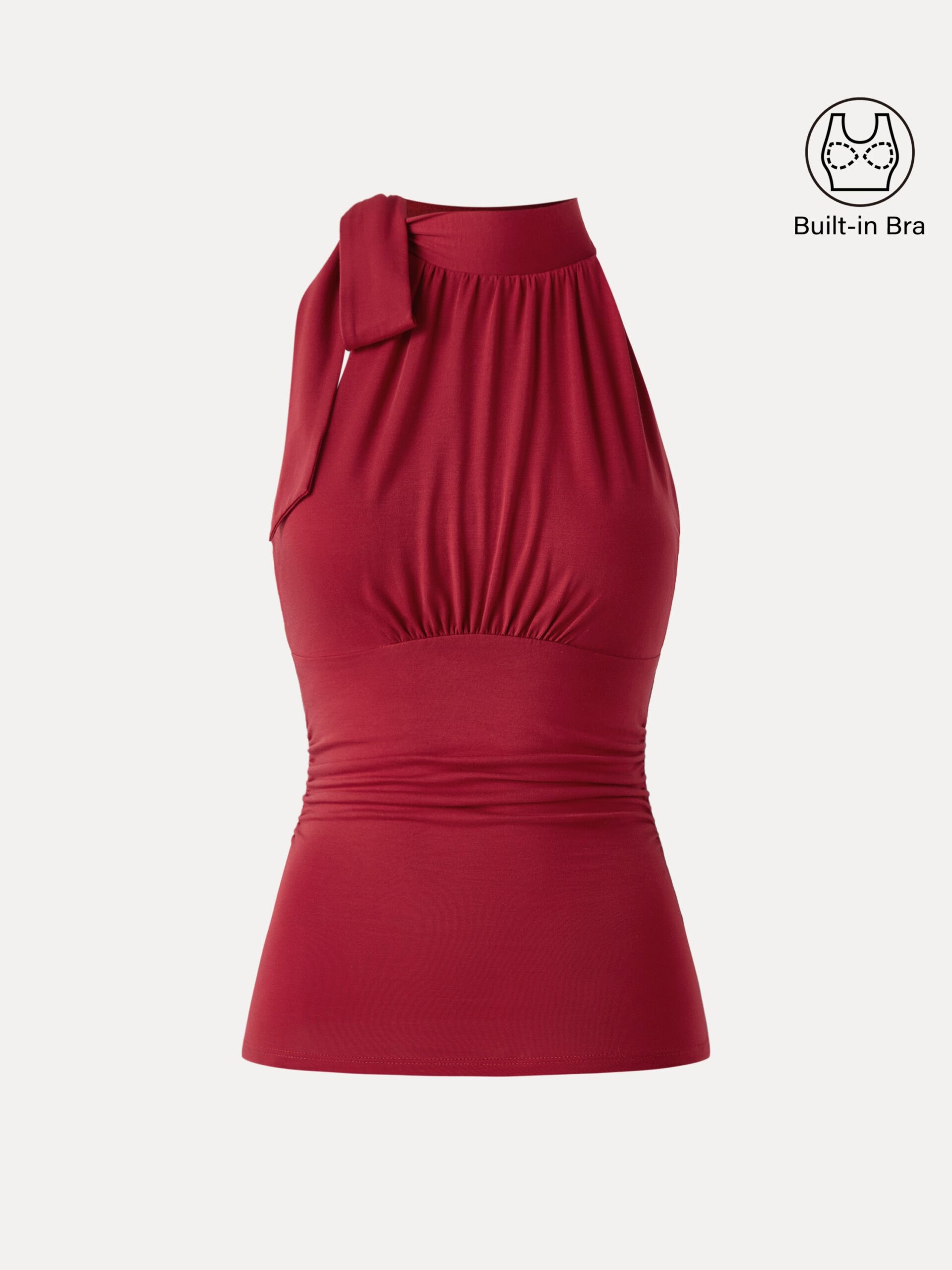 Seitlich gerafftes Top mit Schleife am Ausschnitt – New Airy Brami - Image 3