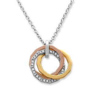 Alternative view of TRICOLOR HALSKETTE DAMEN RING KETTE DREIFARBIG 925 SILBERKETTE MIT ANHÄNGER