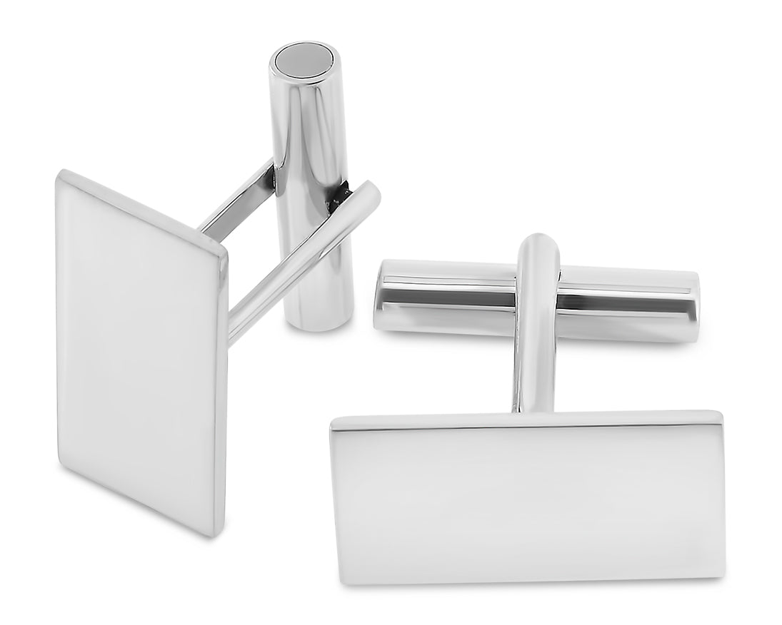 SCHLICHTE MANSCHETTENKNÖPFE HERRENSCHMUCK MIT GRAVUR ELEGANT 925 SILBER