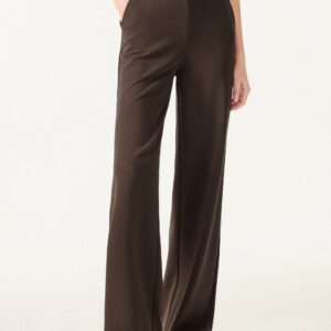 Schmale, gerade Schlupfhose aus gebürstetem Stretch mit hoher Taille und Taschen