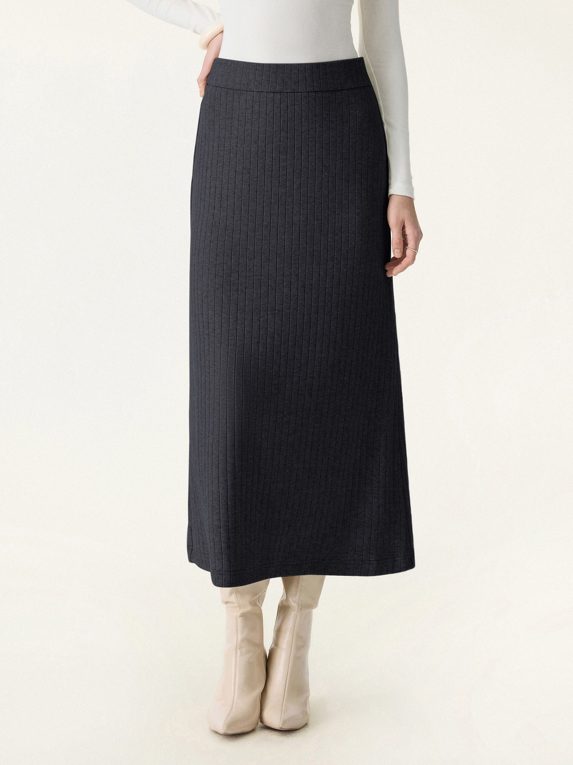 Weit gerippter, weich fallender Midirock - Image 2