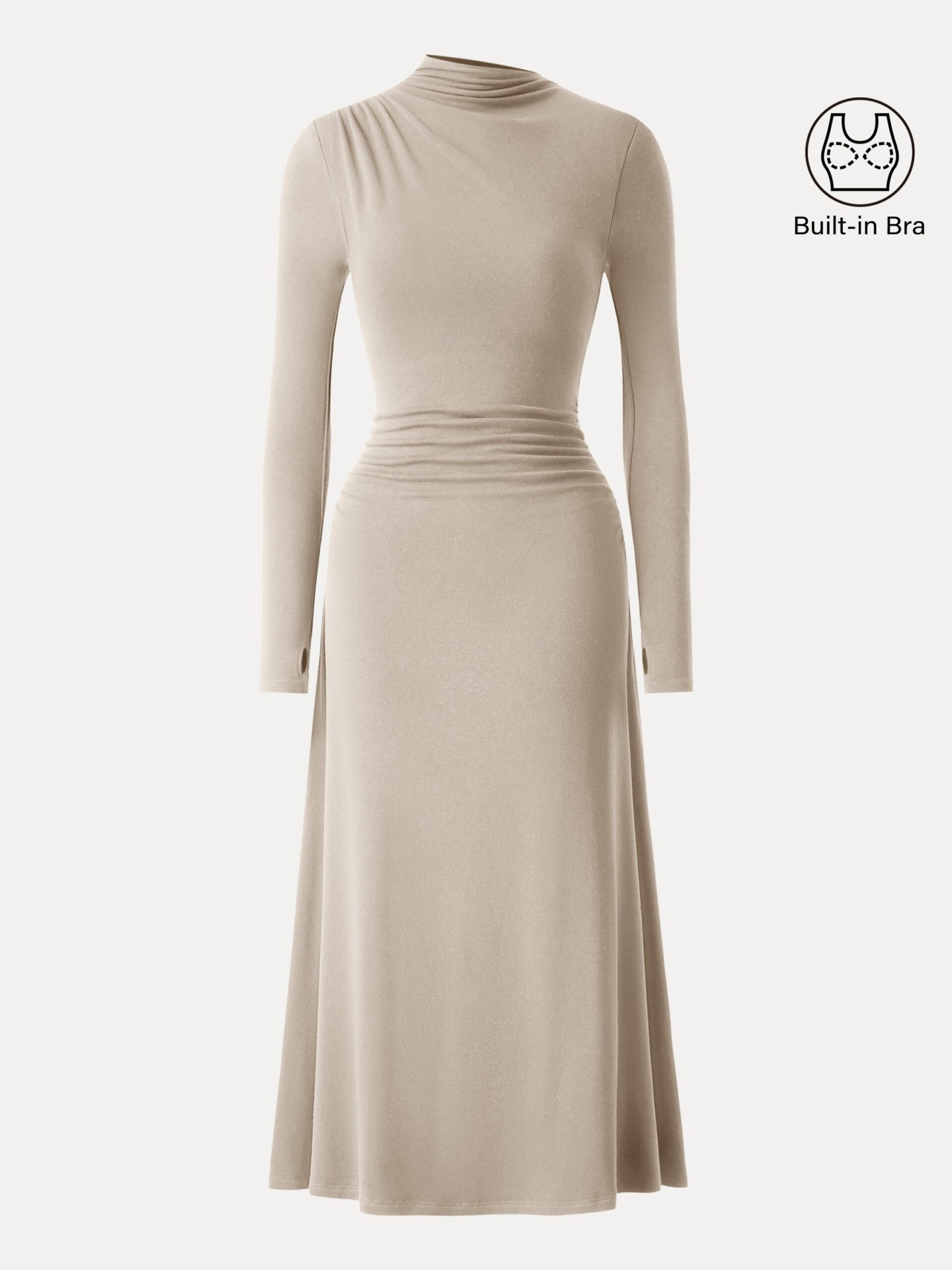 ProWarm Mockneck gerafftes Midi-Brami-Kleid mit Daumenloch - Image 13