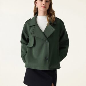 Doppelwarmer Mantel mit wandelbarem Kragen und Knöpfen