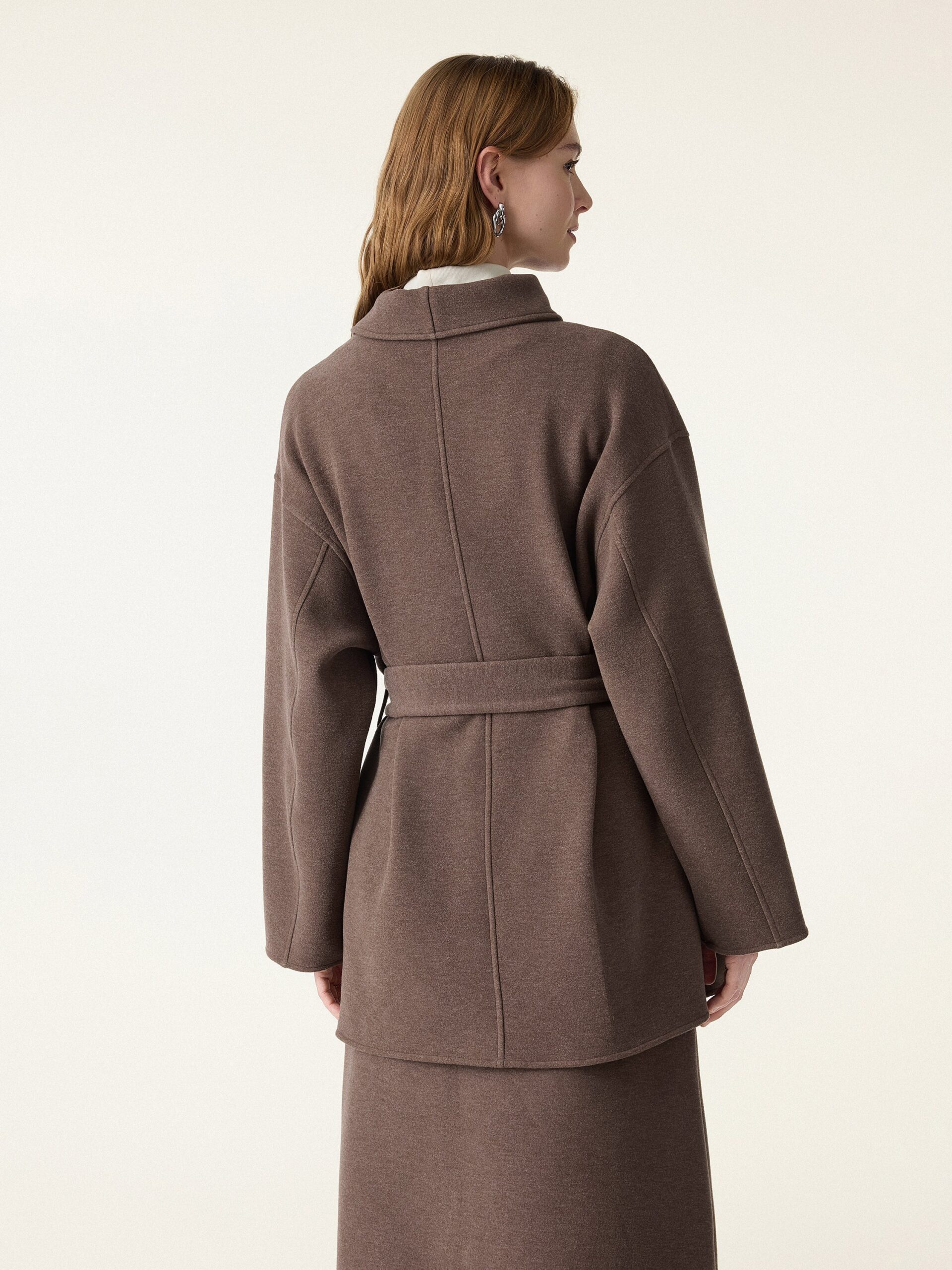 Wickelmantel mit Gürtel und abnehmbarem Kragen - Image 2