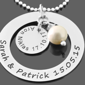 FAMILIENKREIS KETTE MIT GRAVUR 925 SILBER NAMENSKETTE DAMEN HALSKETTE MUTTER