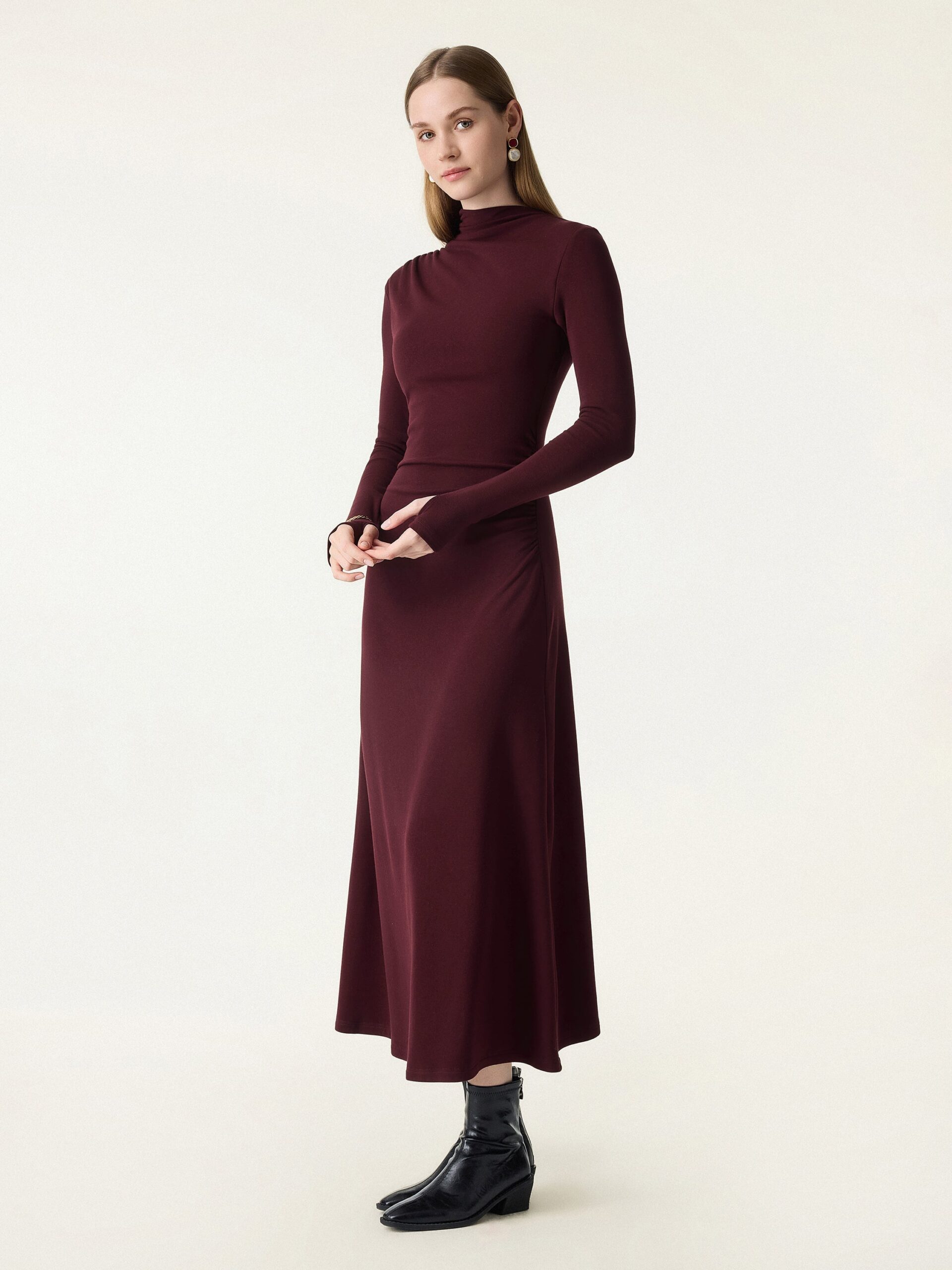 ProWarm Mockneck gerafftes Midi-Brami-Kleid mit Daumenloch - Image 8