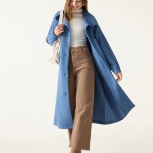 FuzzLuxe Mantel mit Gürtel, Tunnelkragen und Knopfleiste