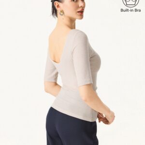 Essential Lyocell Kaschmir U-Boot-Ausschnitt Ellenbogenlange Ärmel Brami