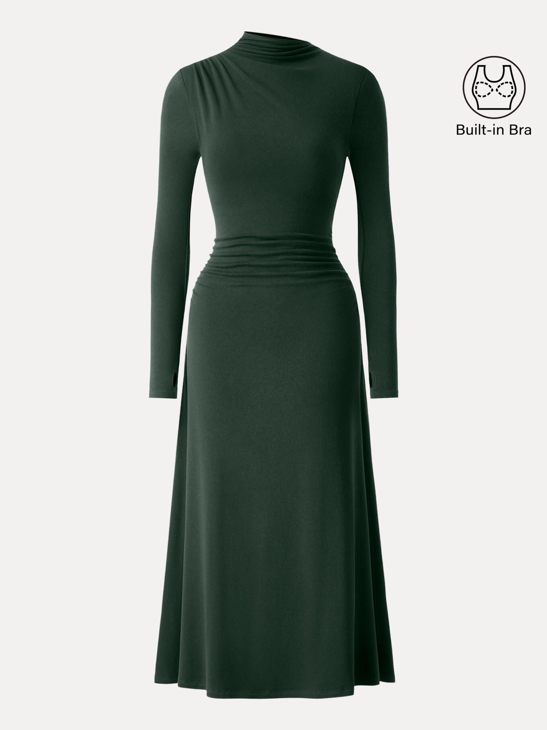 ProWarm Mockneck gerafftes Midi-Brami-Kleid mit Daumenloch - Image 15