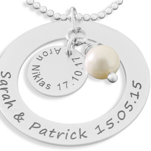 Alternative view of FAMILIENKREIS KETTE MIT GRAVUR 925 SILBER NAMENSKETTE DAMEN HALSKETTE MUTTER