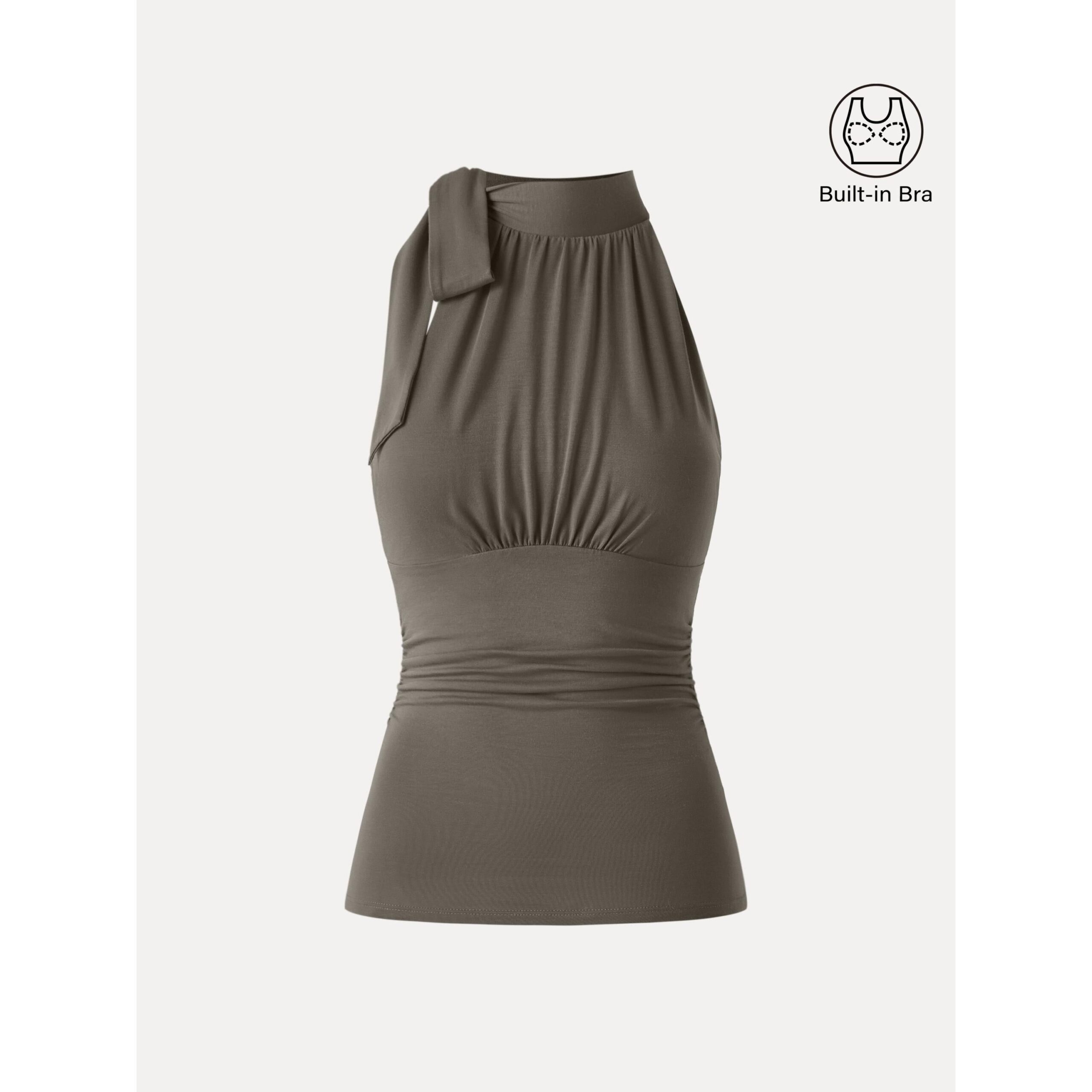 Seitlich gerafftes Top mit Schleife am Ausschnitt – New Airy Brami - Image 14