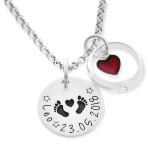 Alternative view of TAUFKETTE MIT NAMEN, TAUFRING MIT HERZ ANHÄNGER, 925 SILBER